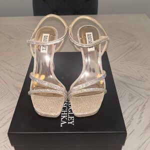 Badgley Mischka sparkly pale gold heels - size 7